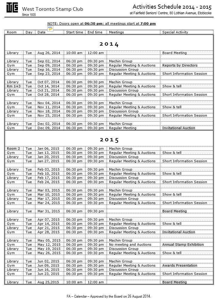 2014-15 Full Schedule